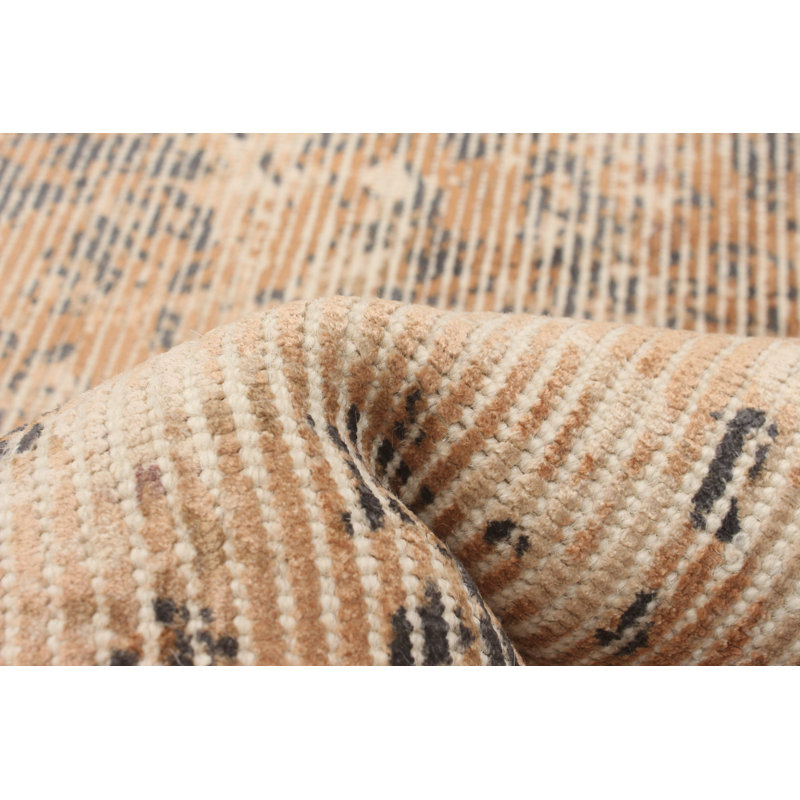 Tapis brun clair en laine noué à la main Canaria