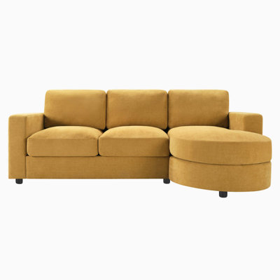 Modern L-Shaped Sectional Sofa with Curved Chaise Lounge, Side Storage Pockets and USB Charging Ports for Living Room