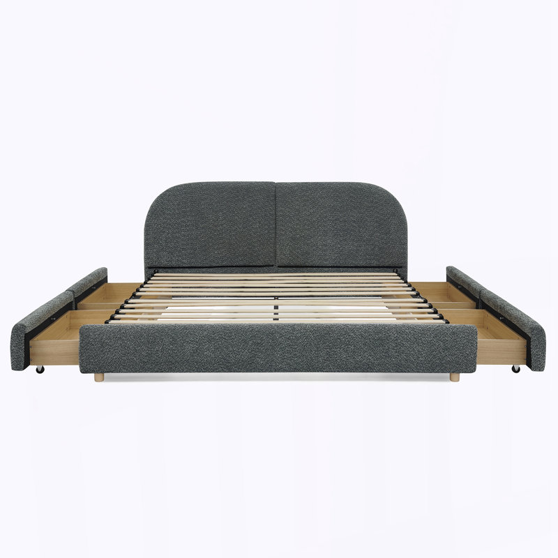 Base de lit tapissier grand, Gris foncé