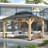 12 pi. L 10 pi. D Pavillon de jardin d'extérieur en bois d'épinette avec toit rigide en acier galvanisé, pavillon de jardin permanent en bois avec structure durable