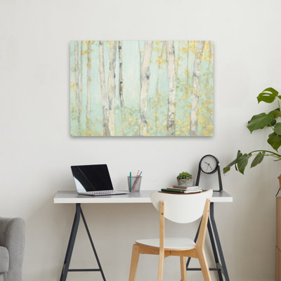 Spring Birches Crop Contemporary Abstract Blue Grey Aqua Birch