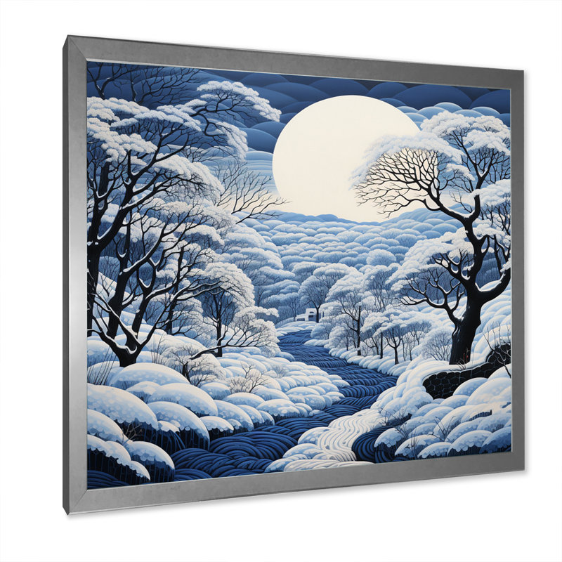 «Snow Winters Moon Solitude II», reproduction sur toile, H 16 po x l 16 po x P 1 po, Cadre photo gris