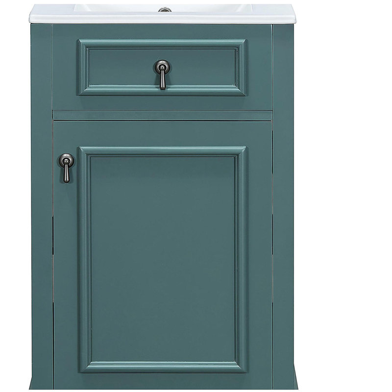 Meuble-lavabo avec porte en céramique 20 po, meuble-lavabo avec porte, Vert