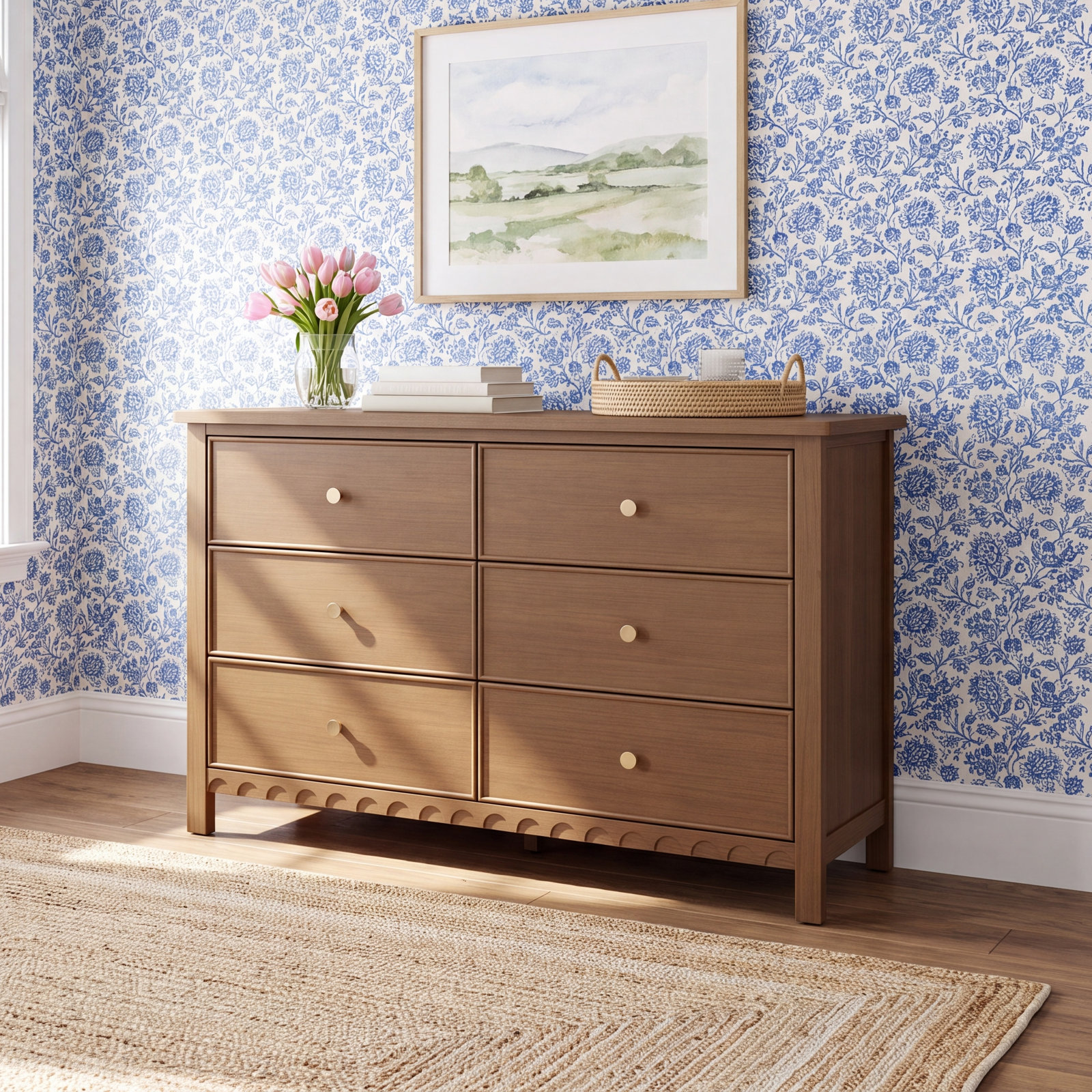 Sasha 6-Drawer Double Dresser, Hazelnut