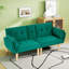 Canapé-lit double pliable vert 72 po, revêtement en velours doux, canapé confortable pour 2 personnes.-144492494