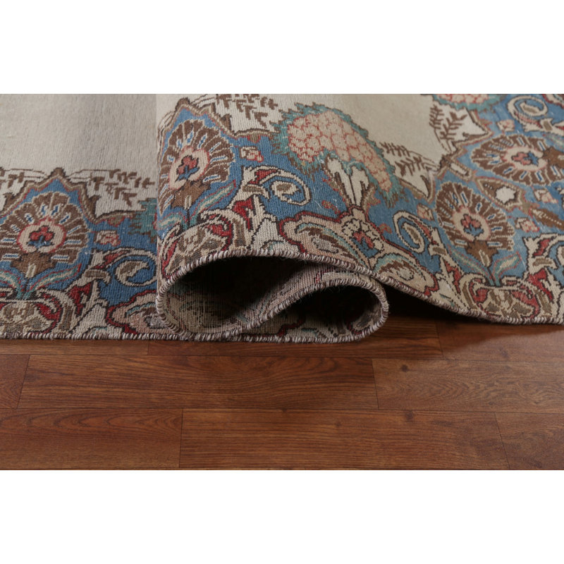 Tapis unique en laine noué à la main de style années 1960 de 9 pi 4 po x 12 pi 6 po Hulton