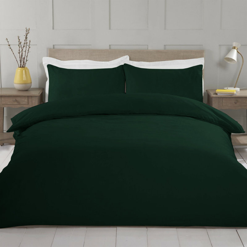Microfiber No Pattern Duvet Cover Set with Pillowcases Included, Emerald, Super King Duvet Cover Set + 3 Additional Pieces