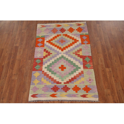 Tapis géométrique en laine Kilim