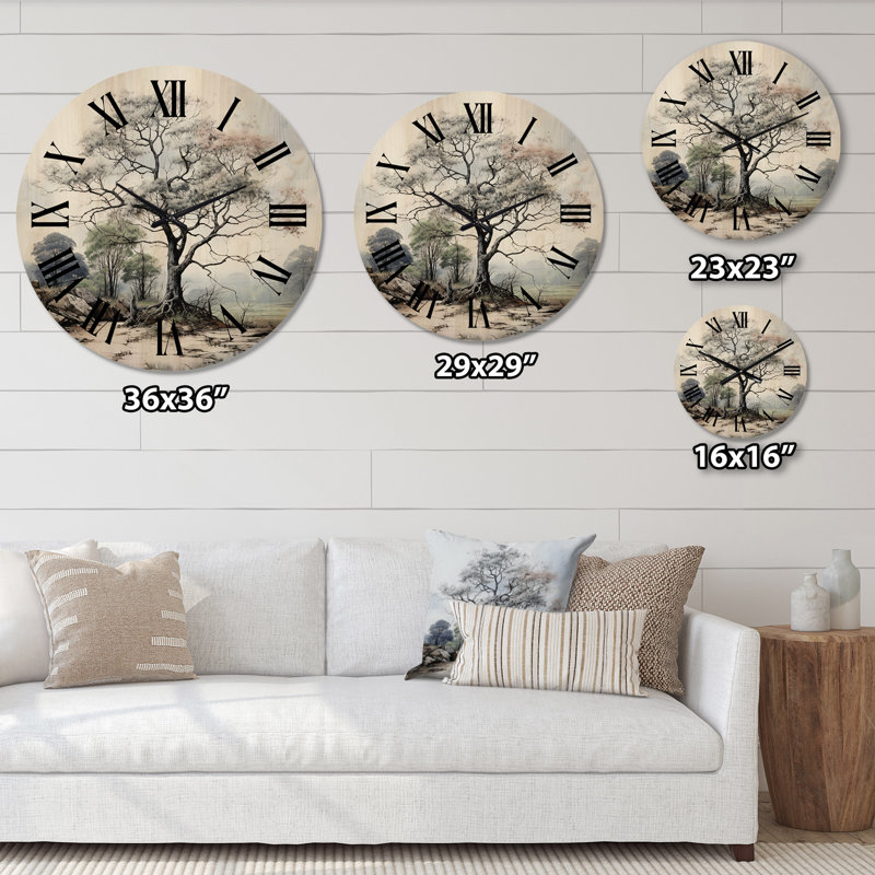 Horloge murale en bois massif Parina, Moyenne