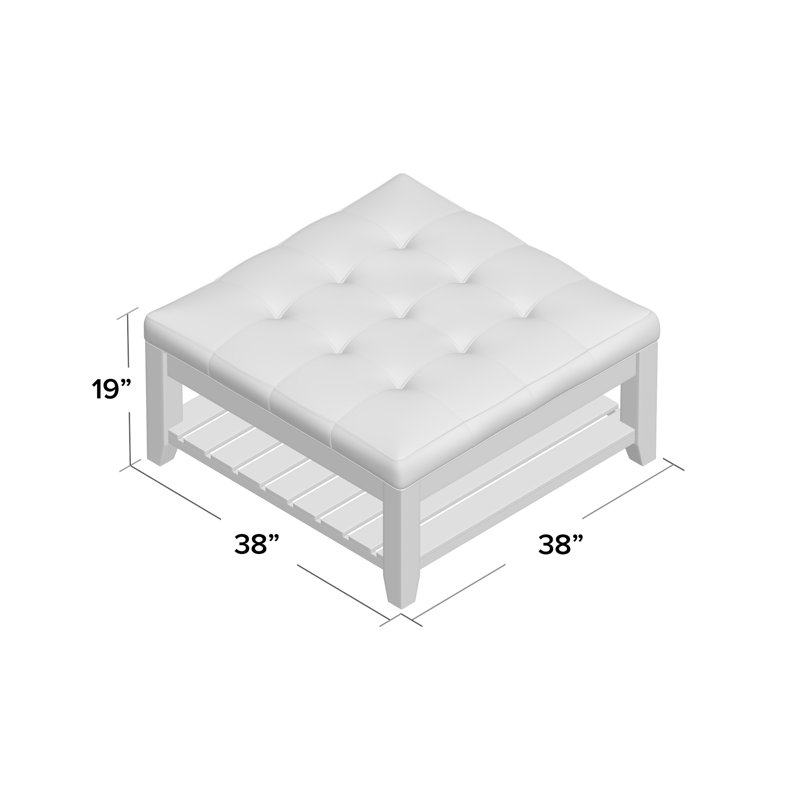 Arthuro Upholstered Ottoman, Heathered Dark Gray Linen, Natural