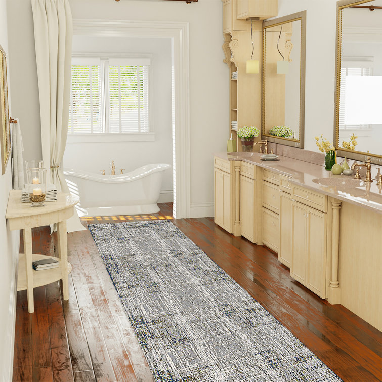 Elynna Transitional Abstract Durable Performance Blue/Gray Area Rug