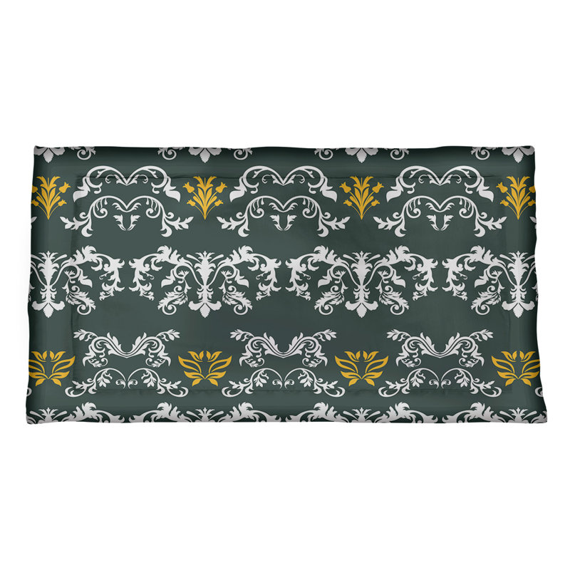 Football Baroque Pattern Pillow Sham, Polyester, Standard, Green/White/Gold