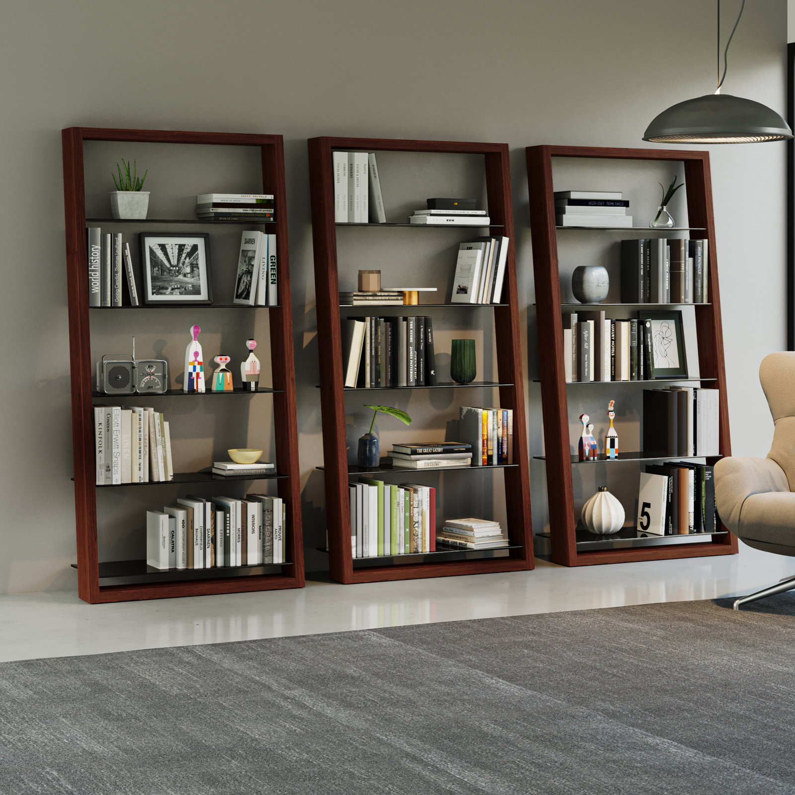 Eileen Blanc 34" Bookcase, Chocolate Stained Walnut