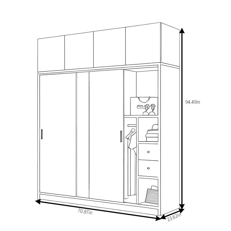 Garde-robe simple et tendance grise, H 94 po x l 71 po x P 24 po