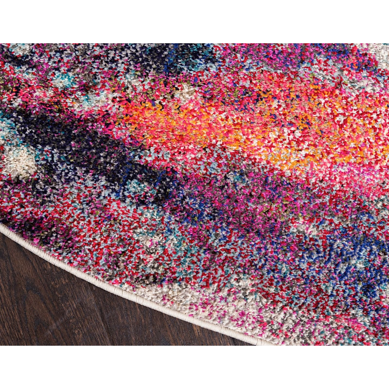 Tapis décoratif rose/bleu/vert Livengood, Rond 8 pi