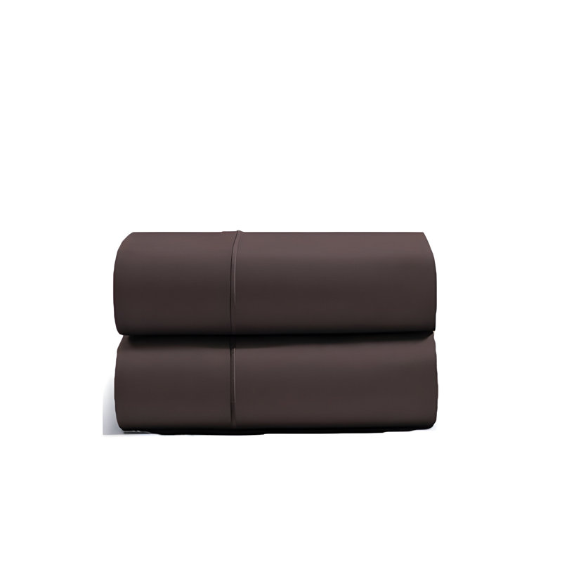 400TC Luxurious Single Embroidery Cotton Sateen Pillowcases (Set Of 2), 20"H x 28"W, Chocolate