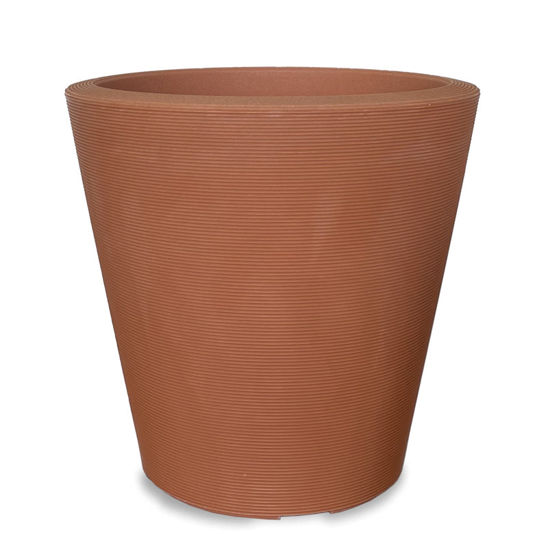 Madison Indoor/Outdoor Modern Round Planter, Weathered Terracotta, 14" H x 14" W x 14" D