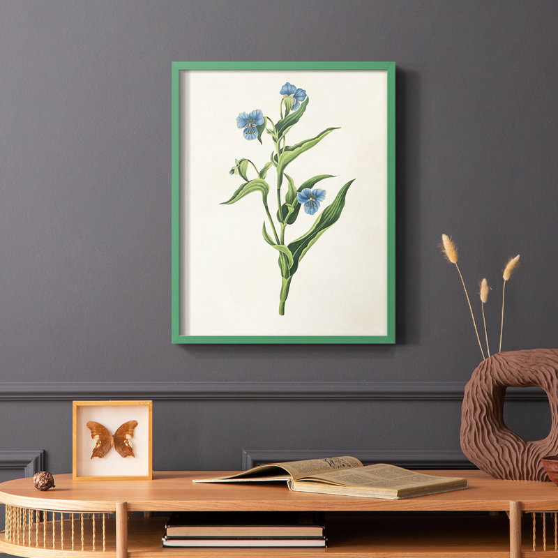 Fleurs des saisons, reproduction encadrée V - bois massif, Vert, H 10 po x l 8 po