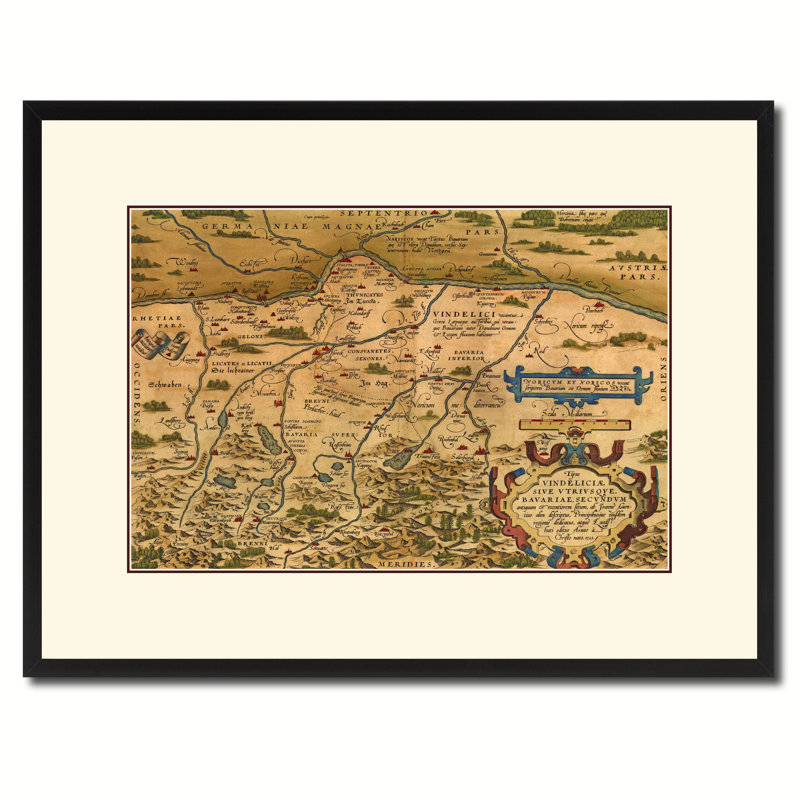 Allemagne Allemagne, carte ancienne sur toile avec cadre, collection d'art 16 x 21