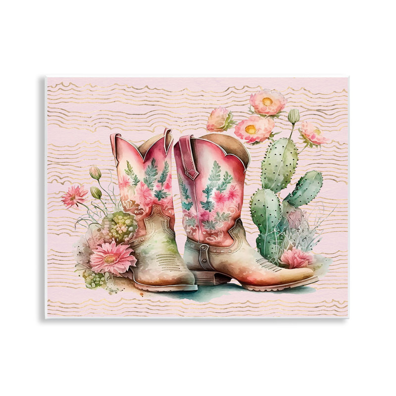  Art mural "Country bottes with cacti" par lettré et doublé