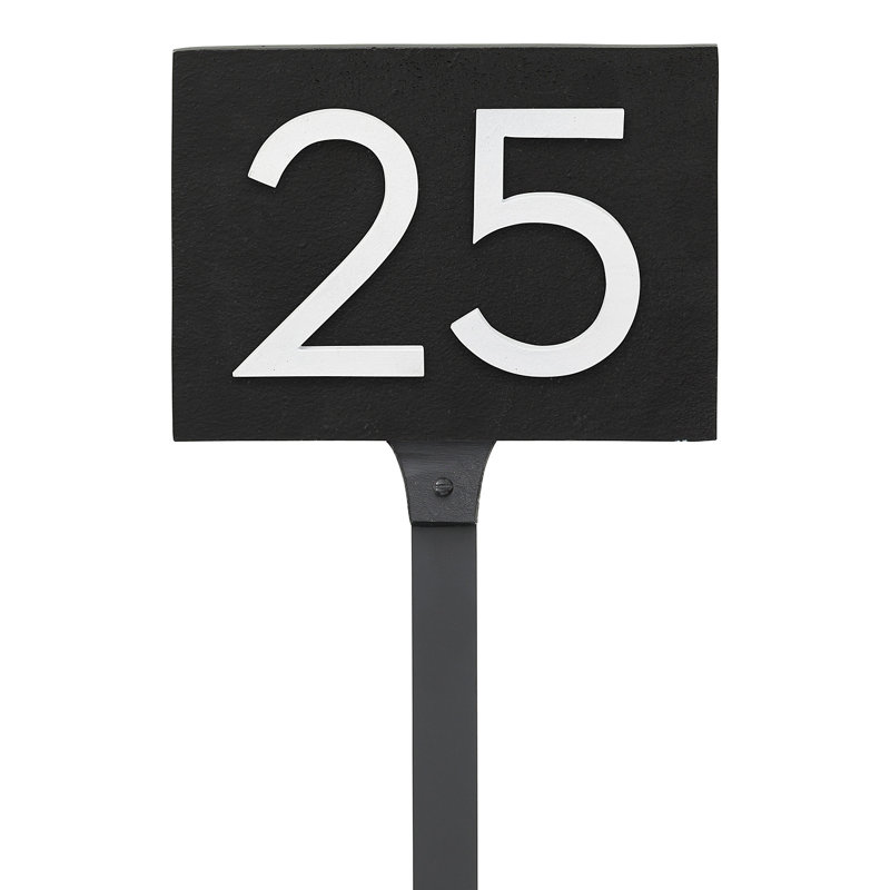 Panneau d'adresse flottant sur la pelouse sur 1 ligne, Noir, Blanc, Oui