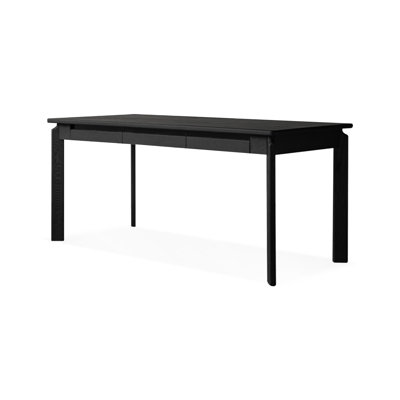 Black Rectangular Solid Wood With 3 Drawers Desks