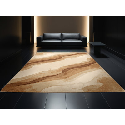 Tapis beige moderne lavable à la machine Pantelis