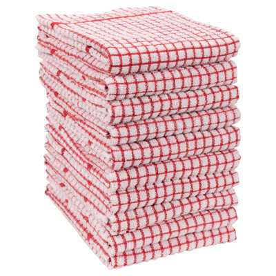 Grid Terry Cotton Plaid Kitchen Towel Linen Set
