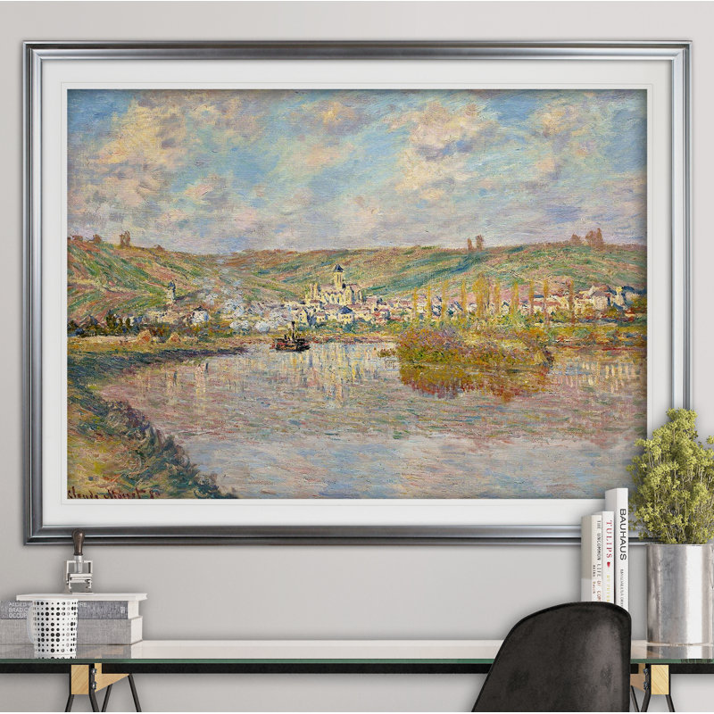 «Late Af après-midi à Vetheuil» par Claude Monet, reproduction, H 24 po x l 32 po x P 1,5 po, Impression encadrée, Silver