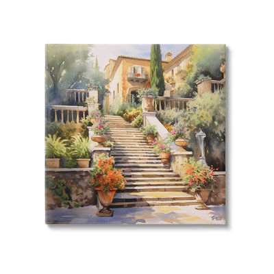 Stairs To European Villa Canvas Wall Art Design By Rb