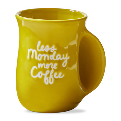 Less Monday More Coffee Handwarmer Mug Yellow Ceramic Everyday 16 Oz