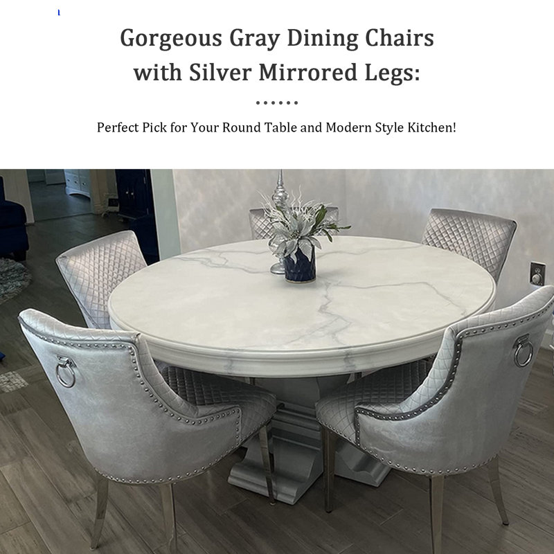Chaise d'appoint rembourrée en velours gris Huberta