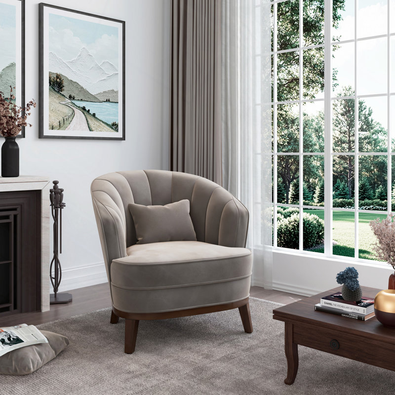 Fauteuil d'appoint en tonneau rembourré, Gris