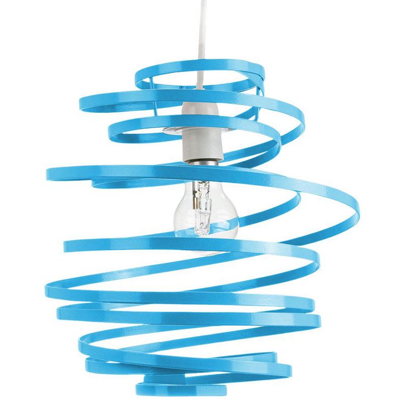 Contemporary Gloss Double Ribbon Spiral Swirl Ceiling Light Pendant, Teal