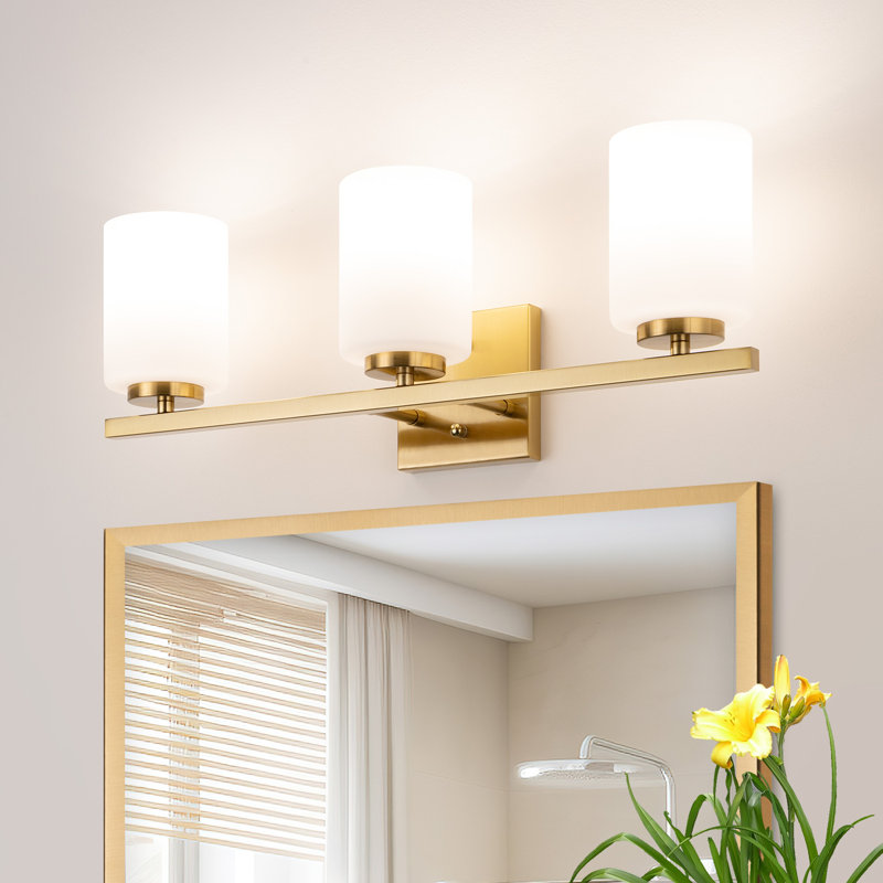Ellysen Dimmable Vanity Light, 3, Brushed Gold, Opal Glass