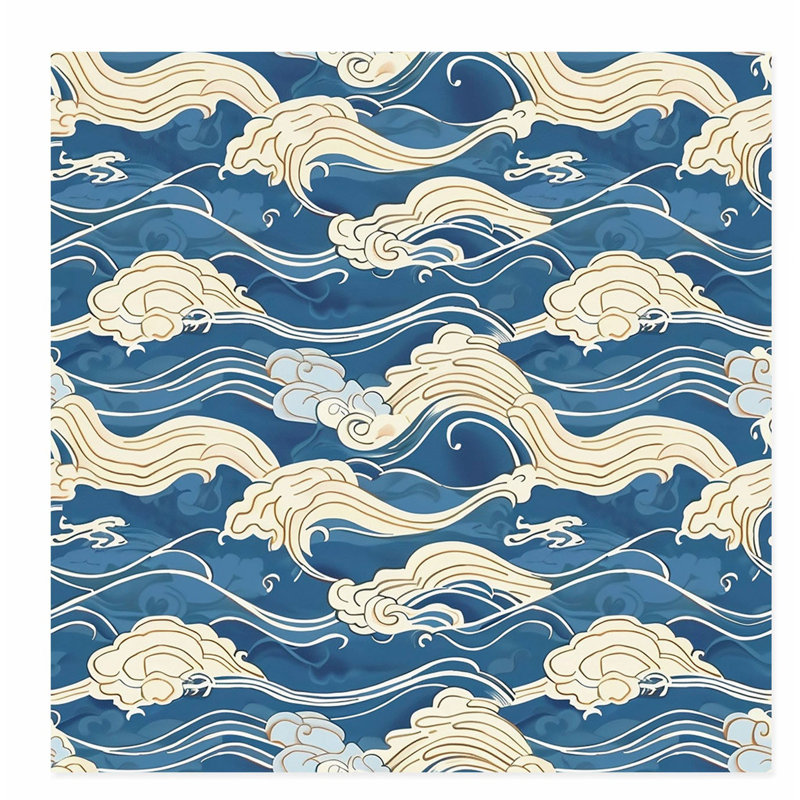 Plage et bord de mer japonais Kanagawa Wave IV, reproduction d'art non encadrée, H 18 po x l 18 po