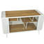 Spacieux chat blanc avec cadre en bois de sapin et en fer, maison moderne en verre trempé inclus, cadre en fer, portes idéales pour les espaces de vie