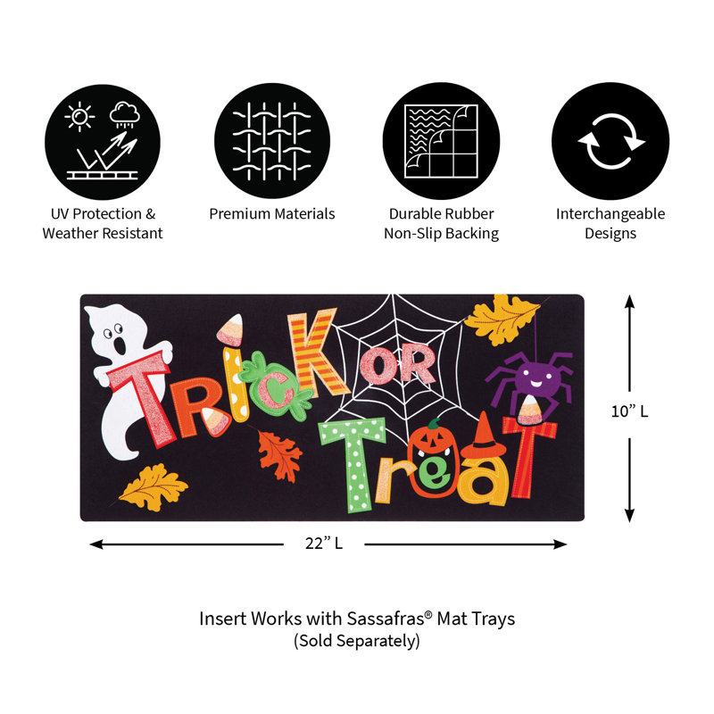 Halloween Sassafras Trick or Treat Switch 22 in. x 10 in. Non-Slip Outdoor Door Mat