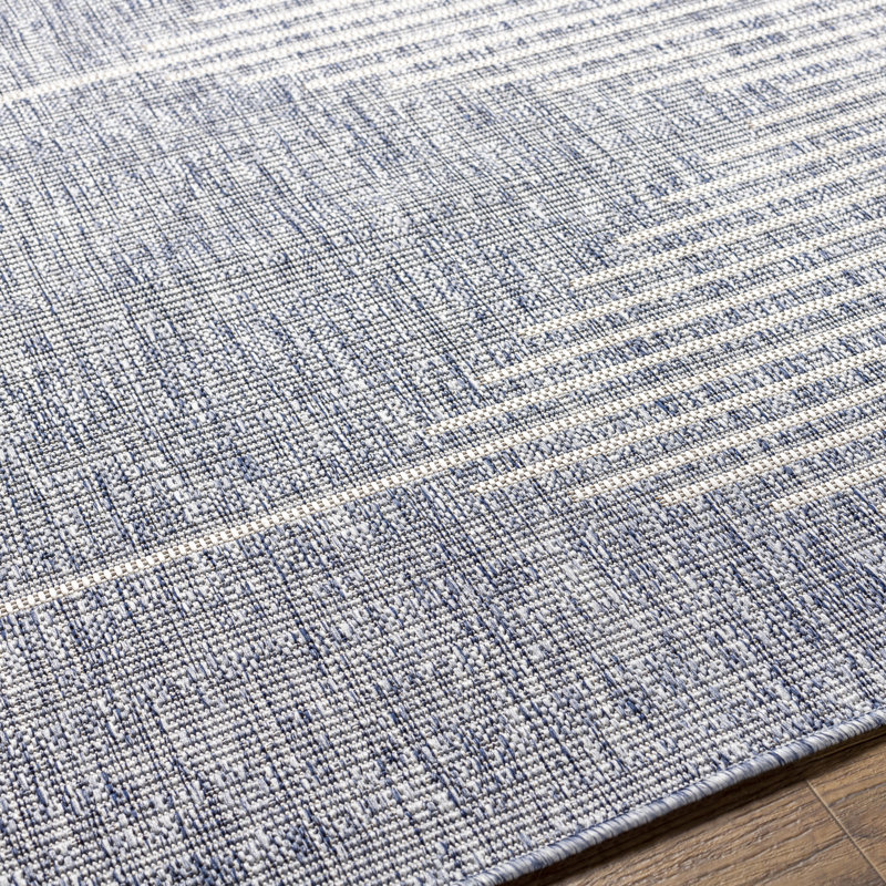 Mendota Irielle Geometric Royal Blue Indoor/Outdoor Area Rug, Round 5'3"