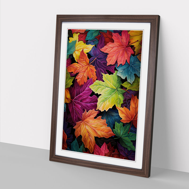 Ivy Leaf Colour Field - Single Picture Frame Print on Wood, 34cm H x 25cm W x 2cm D, Walnut Framed