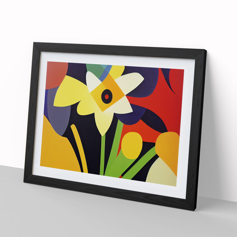 Abstract Daffodil Flowers Vol.2 - Framed Print, Black, 34cm H x 46cm W x 2cm D