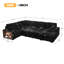 Canapé-lit modulaire en forme de U 117 po avec méridienne en forme de U avec rangement et bibliothèque latérale, noir-121243986