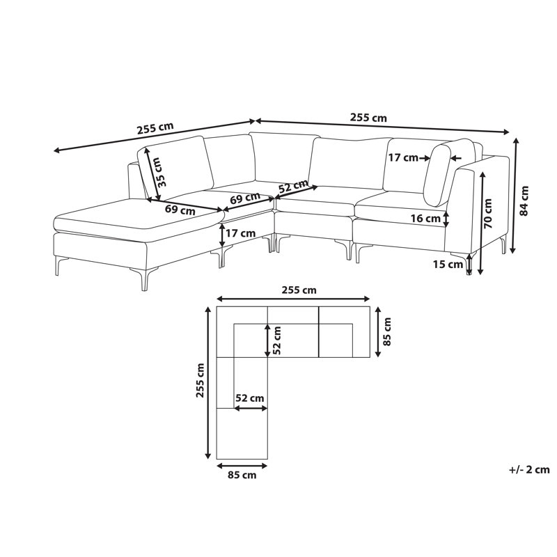 Liz 4 Seater Velvet Corner Sofa , Grey, Left Hand Facing