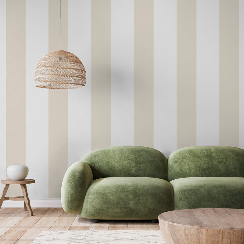 Style Sisters Classic Half Stripe Design 10.06m x 53cm Matte Wallpaper Roll, Cream/White