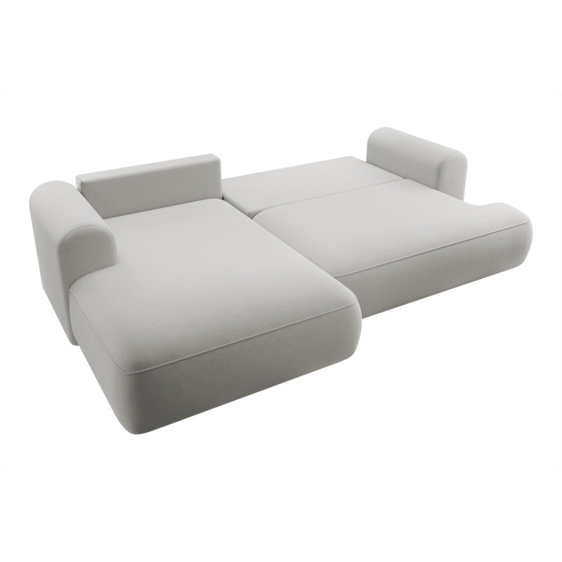 Alija 3 Seater Velvet Sofa & Chaise, Grey, Left Hand Facing