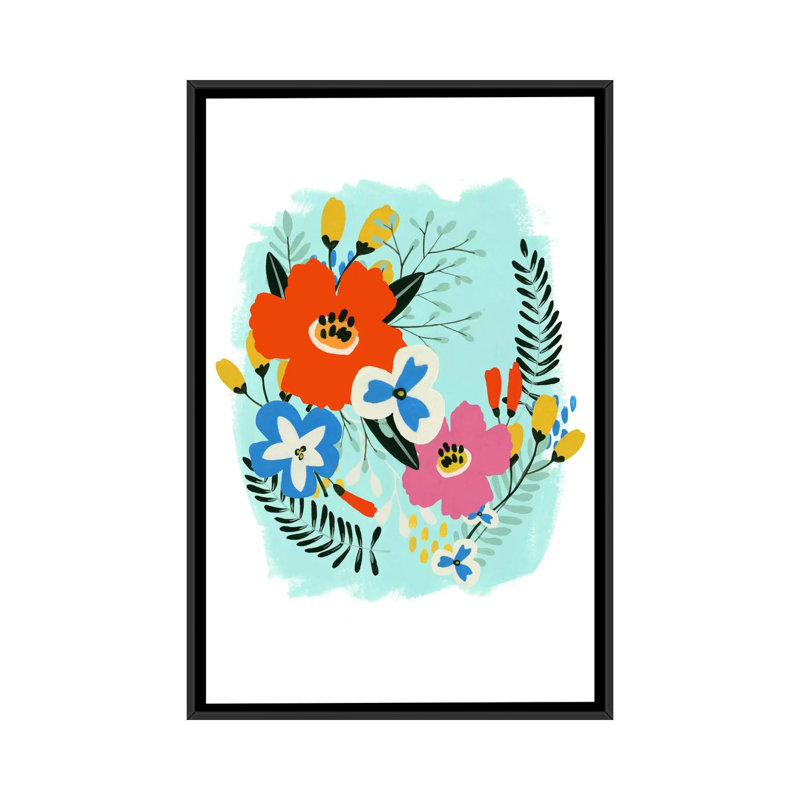 « bouquet brillantes iv », reproduction sur toile, H 26 po x l 18 po x P 1,5 po, Toile encadrée noire, Pas de tapis