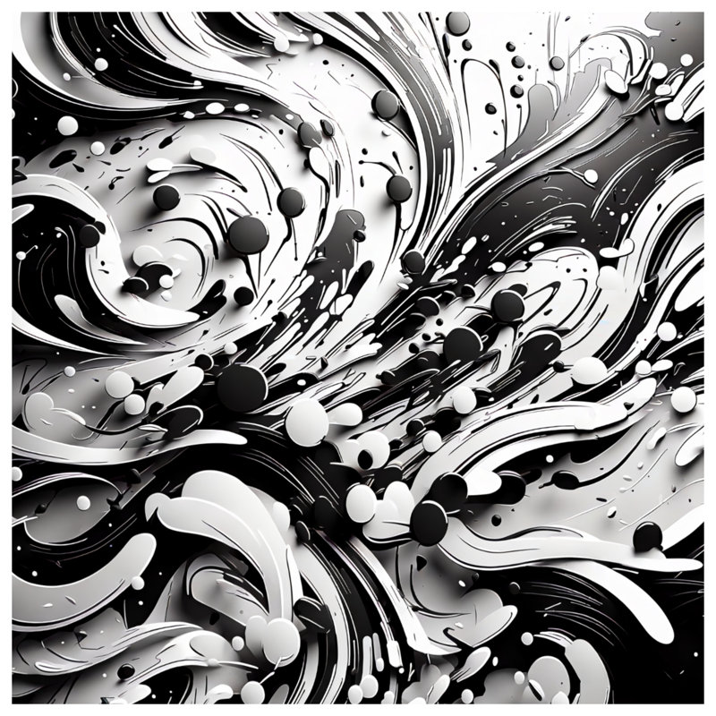 Housses de couette tourbillons abstraits noirs et blancs, Très grand lit