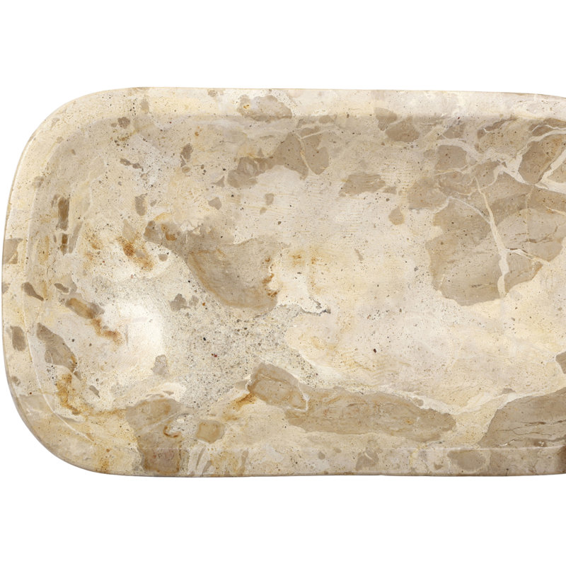 Joel Beige Genuine Marble Tray, Beige Genuine Marble