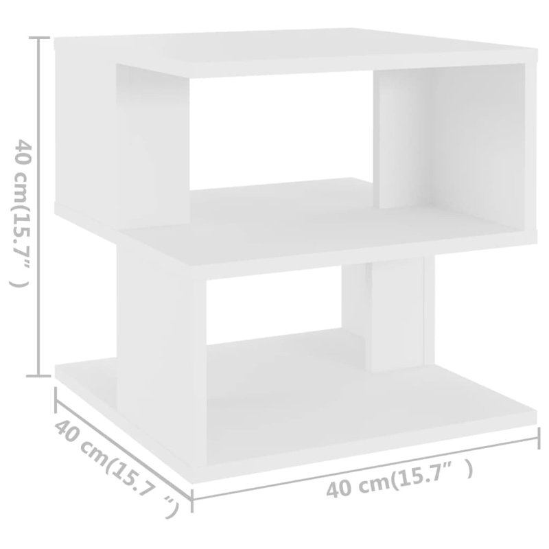 Goblet Block End Table, White, White