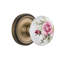 Classic Rosette with White Rose Porcelain Door Knob-1798647077